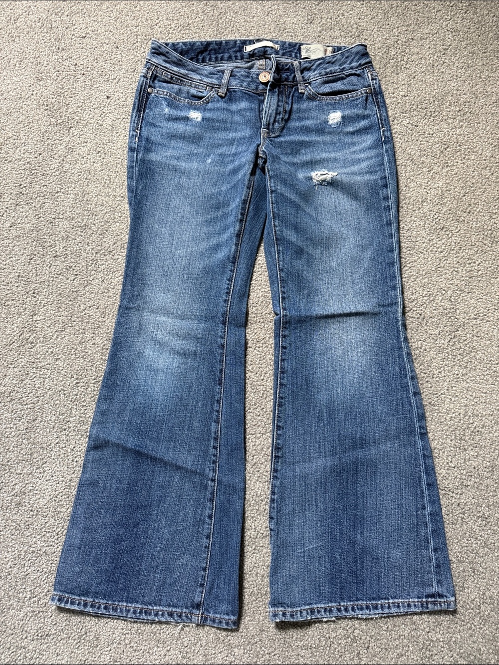 GAP Mid Wash Distressed Flare Jeans - Blue